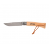 Нож OPINEL №7, нержавеющая сталь, рукоять из бука, с кожаным темляком
