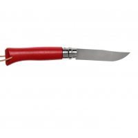 Нож складной Opinel №8 Trekking, нержавеющая сталь, рукоять бук, с кожаным темляком